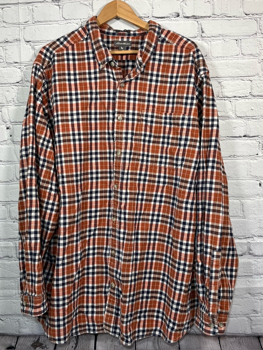 Eddie Bauer Relaxed Fit Thick Plaid Flannel Mens Size 3XL Tall Button Up